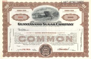 Guantanamo Sugar Co.  -  1905 Specimen Stock Certificate