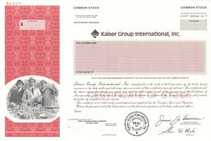 Kaiser Group International, Inc.  -  2000 Specimen Stock Certificate