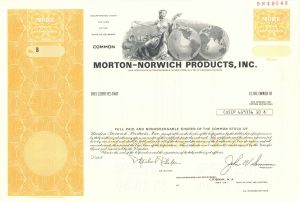 Morton-Norwich Products, Inc.  -  1976 or 1978 Specimen Stock Certificate