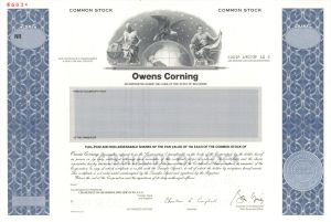 Owens Corning  -  1996 Specimen Stock Certificate