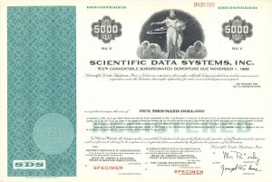 Scientific Data Systems, Inc.  -  Various Denominations Specimen Bond