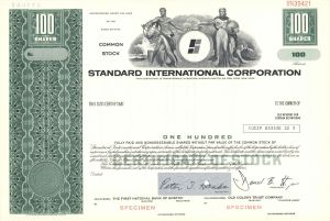 Standard International Corp.  -  1955 Specimen Stock Certificate