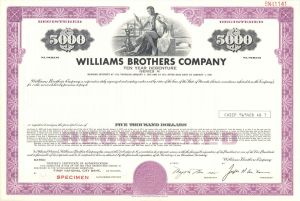Williams Brothers Co. - $5,000 Specimen Bond