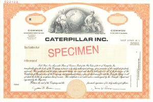 Caterpillar Inc. -  2006 dated Specimen Stock Certificate - American Construction, Mining and Engineering Equipment Manufacturer