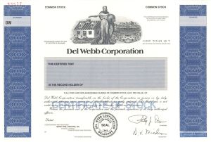 Del Webb Corp. -  1995 dated Specimen Stock Certificate