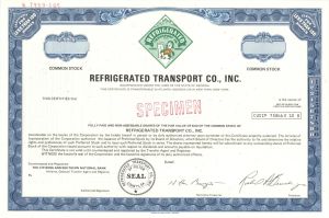 Refrigerated Transport Co., Inc. - Specimen Stock Certificate
