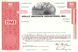 Dolly Madison Industries, Inc. -  Specimen Stock Certificate