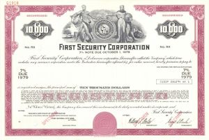 First Security Corp. - $10,000 1959 dated Specimen Bond