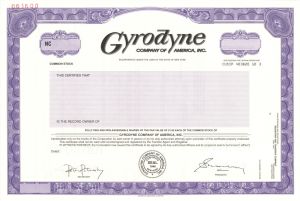 Gyrodyne Company of America, Inc. -  1999 dated Specimen Stock Certificate