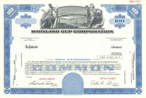 Maryland Cup Corp. - 1926 dated Specimen Stock Certificate