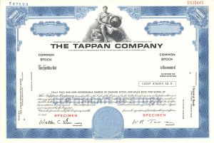 Tappan Co. -  1918 dated Specimen Stock Certificate