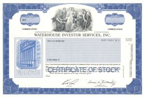 Waterhouse Investor Services, Inc. -  1994 dated Specimen Stock Certificate