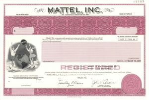 Mattel, Inc. - Specimen Stocks and Bonds