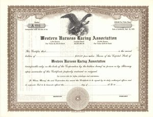 Western Harness Racing Association - Stock Certificate