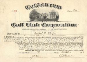 Coldstream Golf Club Corp. - Sports Stock Certificate