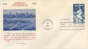 Envelope Commemorating Baseball Centennial  - Sports