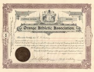 Orange Athletic Association - Stock Certificate