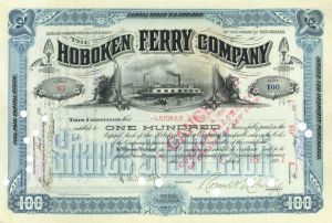 Hoboken Ferry Co. - Blue Issued to Lehman Brothers - 1897 dated Shipping Stock Certificate