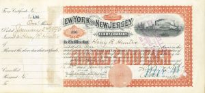 New York and New Jersey Ferry Co. - 1890's dated Shipping Stock Certificate