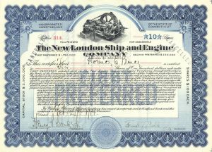 New London Ship and Engine Co. - Shipping Stock Certificate