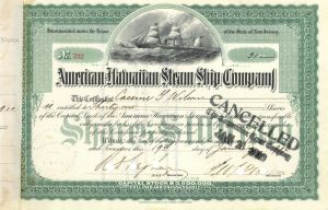 American Hawaiian Steam Ship Co. - Hawaii Shipping Stock Certificate