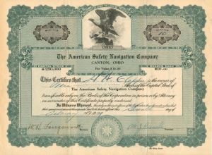 American Safety Navigation Co. - Stock Certificate