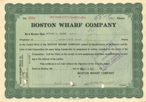 Boston Wharf Co. - Stock Certificate