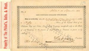 Delaware City and Salem Steam Boat Co. - Stock Certificate