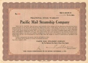 Pacific Mail Steamship Co. - Stock Certificate