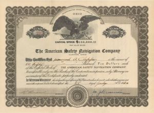 American Safety Navigation Co. - Stock Certificate