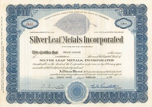 Silver Leaf Metals, Inc - Stock Certificate