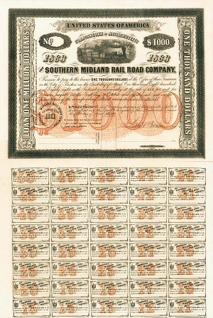 Southern Midland Railroad - Unissued - Gorgeous - Bond