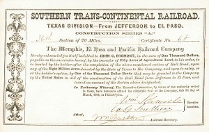 John C. Fremont - Southern Trans-Continental Railroad