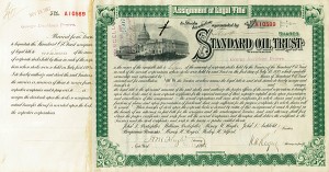 Standard Oil Trust issued to and signed by George Davidson Rogers - Also signed by H. H. Rogers and H. M. Flagler - 1890's dated Autograph Stock Certificate