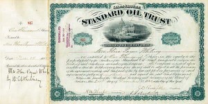 Standard Oil Trust issued to and signed by W. C. Whitney - 1880's dated Autograph Stock Certificate