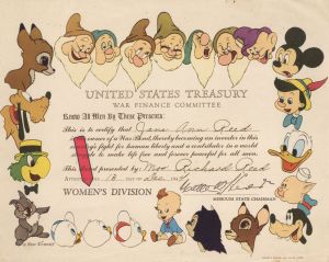 United States Treasury - Disney Certificate for Purchasing War Bonds - Women's Division