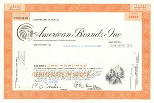 American Brands, Inc. - dated 1960's-70's Indian Vignette Stock Certificate - Famous Tobacco Co.