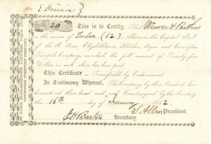 St. Paris, Elizabethtown, Fletcher, Piqua and Covington Turnpike Co. - Stock Certificate