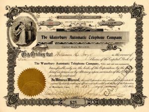 Waterbury Automatic Telephone Co. - 1904 or 1906 dated Stock Certificate