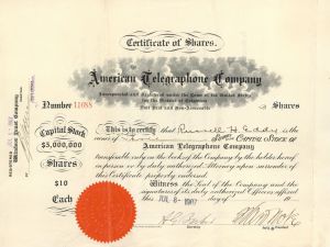 American Telegraphone Co. - 1907 or 1917 Stock Certificate