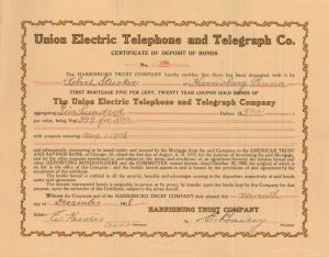 Union Electric Telephone and Telegraph Co. - Various Denominations Bond