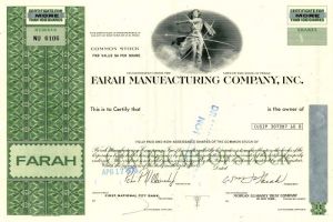 Farah Manufacturing Co., Inc. - Stock Certificate