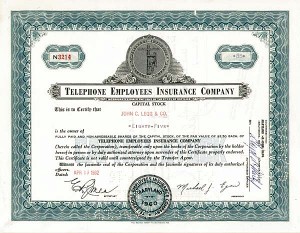 Telephone Employees Insurance Co - Stock Certificate