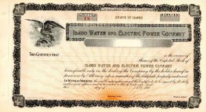 Idaho Water and Electric Power Co. - Stock Certificate