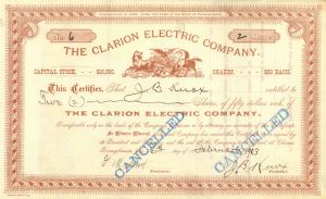 Clarion Electric Co. - Utilty Stock Certificate