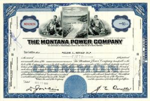 Montana Power Co. - Energy Utility Stock Certificate