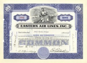 Eastern Air Lines, Inc. - Aviation Airline Fully Issued Stock Certificate