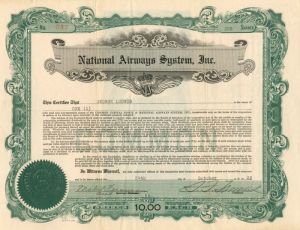 National Airways System, Inc. - Stock Certificate