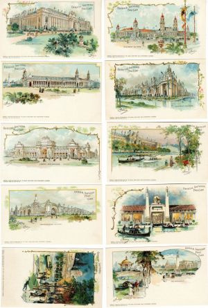 Set of 10 Official Post Cards of the St. Louis World's Fair