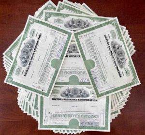 100 Pieces of Boston and Maine Corporation - dated 1960's-70's One Hundred Stock Certificates!